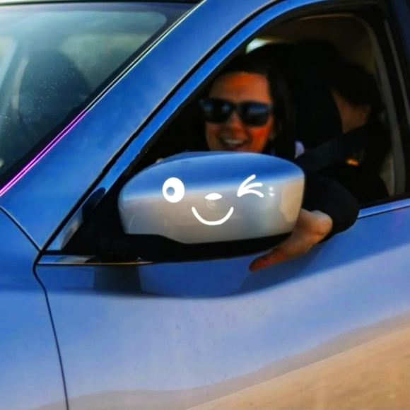 Auto Side Mirrors Wink Smiley Face Decals - Picture 5 of 6